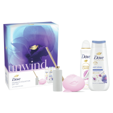 DOVE Unwind tusfürdő, dezodor és szappan ajándékcsomag pálcikás illatosítóval kozmetikai ajándékcsomag