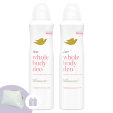 DOVE Whole Body Raspberry &amp; Rose Scent Dezodor 2x150ml + Ajándék Dove Neszesszer kozmetikai ajándékcsomag