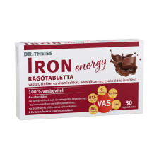  Dr. Theiss Iron Energy rágótabletta édesítőszerrel csokoládé ízben 30x vitamin és táplálékkiegészítő