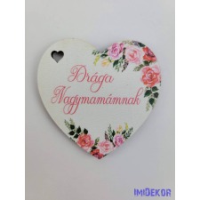 Drága nagymamámnak virágos tábla 5,5x5,5cm - kis szív dekorációs kellék