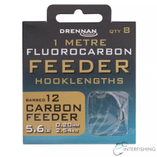 Drennan 1m Fluorocarbon Feeder Rig Carbon Feeder 12 előkötött horog horog