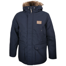  Dressa Basic szőrmés kapucnis férfi téli parka kabát - sötétkék férfi kabát, dzseki