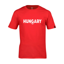 Dressa Hungary feliratos környakú rövid ujjú pamut póló - piros férfi póló