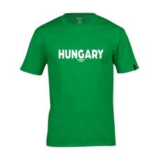 Dressa Hungary feliratos környakú rövid ujjú pamut póló - zöld