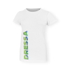 Dressa Urban zöld feliratos karcsúsított női biopamut póló - fehér