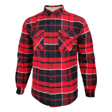  Dressa Vintage Overshirt vastag bélelt kockás férfi flanel favágó ing - piros férfi ing