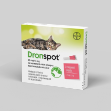 DronSpot 60 mg/15 mg rácsepegtető oldat közepes testű macskáknak 2x élősködő elleni készítmény kutyáknak