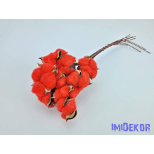  Drótos szárú gyapot 10db 5-6 cm fej - Tégla dekorációs kellék
