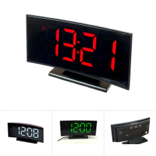  DS-3621L ívelt LED kijelzős digitális ébresztőóra, hőmérő funkcióval (BBV) ébresztőóra