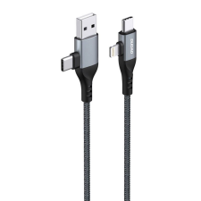 DUDAO 4az1-ben USB-A - 2xUSB-C - Lightning töltőkábel 1m fekete (L20PRO) (L20PRO) mobiltelefon kellék