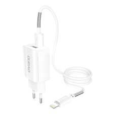 DUDAO A2EUL 2x USB-A Hálózati töltő + Lightning kábel - Fehér (5V / 2.4A) mobiltelefon kellék