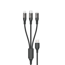 DUDAO Gyorstöltő kábel 120W 1m 3in1 USB - USB-C / microUSB / Lightning Dudao L22X - ezüst kábel és adapter