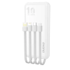 DUDAO K6Pro Power Bank 10000mAh 2x USB + kábel USB / USB-C / Lightning / Micro USB, fehér