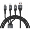 DUDAO L3E USB-A-Type-C/Lightning/micro USB Kábel 60W 1.2 m-Fekete (6976625333486)