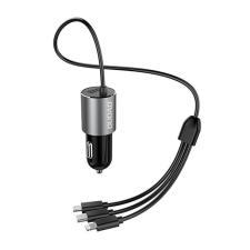 DUDAO R5Pro 1x USB, 3.4A autós töltő + 3in1 USB-C / Micro USB / Lightning kábel (szürke) mobiltelefon kellék