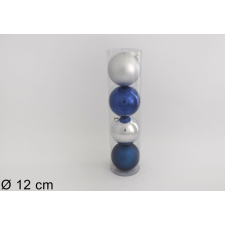 DUE ESSE 4 darabos karácsonyi gömb készlet, Ø 12 cm, kék/ezüst karácsonyi dekoráció