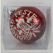 DUE ESSE Piros karácsonyi gyöngyházfényű gömb, Ø 15 cm, dekor 3 karácsonyi dekoráció