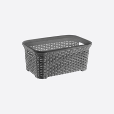 Dunya Plastik Ruháskosár rattan mintás 50L – 61×40×28,4 cm Grafit bútor