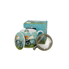 Duo Gift D.G.34516 Porcelánbögre tetővel,fémszűrővel,430ml,dobozban, Bicycle bögrék, csészék