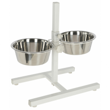  Dupla fémetető, állványon, 2x2800 ml, fehér kutyatál