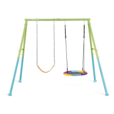  Dupla hintaszett fészekhintával és babahintával, 2,54x2,35x2m, több színű hinta