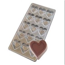  Dupla szív bonbon forma, polikarbonát, 15 db-os, 27,5×13,5 cm sütés és főzés