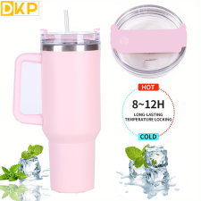  Duplafalú rozsdamentes acél vizespalack, 1l - Babarózsaszín konyhai eszköz