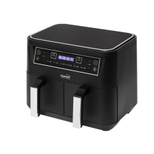 Duplakosaras forrólevegős sütő, 2x3.8L, 2460 W, digitális fritőz