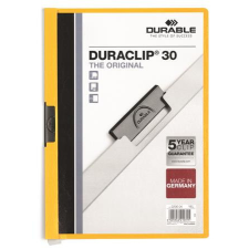 DURABLE Gyorsfűző, klipes, A4, DURABLE "DURACLIP® 30", sárga lefűző