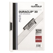 DURABLE Gyorsfûzõ, klipes, A4, DURABLE "DURACLIP® 30", fehér irattartó