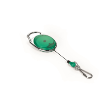 DURABLE Névjegykártyatartó kihúzható karabineres, Durable with Snap Hook zöld névkitűző
