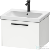 Duravit D-CODE 58,4x46 cm-es 1 fiókos alsószekrény mosdó és csaptelep nélkül, fekete fogantyúval, matt fehér DC46650BD180000