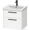 Duravit D-CODE 58,4x46 cm-es 2 fiókos alsószekrény mosdó és csaptelep nélkül, fekete fogantyúval, matt fehér DC46700BD180000