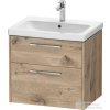 Duravit D-CODE 63,4x46 cm-es 2 fiókos alsószekrény mosdó és csaptelep nélkül, króm fogantyúval, márványos tölgy DC4671010550000