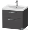 Duravit D-CODE 63,4x46 cm-es 2 fiókos alsószekrény mosdó és csaptelep nélkül, króm fogantyúval, matt grafit DC4671010490000