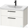 Duravit D-CODE 78,4x46 cm-es 2 fiókos alsószekrény mosdó és csaptelep nélkül, fekete fogantyúval, fényes fehér DC46720BD220000