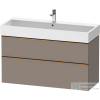 Duravit D-NEO 118,4x44,2 cm-es, 2 fiókos alsószekrény csiszolt bronz színű fogantyúval, mosdó és csaptelep nélkül, matt bazalt DE4375004430000