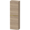Duravit D-NEO 132x40x24 cm-es 1 ajtós félmagas szekrény arany színű fogantyúval, balos, márványos tölgy DE1318L34550000