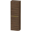 Duravit D-NEO 132x40x24 cm-es 1 ajtós félmagas szekrény arany színű fogantyúval, jobbos, sötét dió DE1318R34210000
