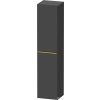 Duravit D-NEO 176x40x36 cm-es 1 ajtós magas szekrény arany színű fogantyúval, jobbos, matt grafit DE1328R34490000