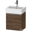 Duravit D-NEO 43,4x32,2 cm-es, 1 ajtós alsószekrény rozsdamentes acél hatású fogantyúval, mosdó és csaptelep nélkül, jobbos, sötét dió DE4217R70210000