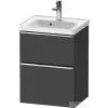 Duravit D-NEO 48,4x37,2 cm-es, 2 fiókos fali szekrény króm fogantyúval 074250XXX mosdóhoz, matt grafit DE4350010490000
