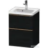 Duravit D-NEO 48,4x37,2 cm-es, 2 fiókos fali szekrény szálcsiszolt bronz fogantyúval 074250XXX mosdóhoz, matt fekete tölgy DE4350004160000