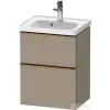 Duravit D-NEO 48,4x37,2 cm-es, 2 fiókos fali szekrény szálcsiszolt bronz fogantyúval 074250XXX mosdóhoz, matt len DE4350004750000