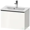 Duravit D-NEO 61x37,2 cm-es, 1 fiókos fali szekrény rozsdamentes fekete fogantyúval 234263XXX mosdóhoz, fényes fehér DE42680BD220000