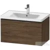 Duravit D-NEO 78,4x45,2 cm-es, 1 fiókos fali szekrény, fekete színű fogantyúval, 236980XXX mosdóhoz, matt sötét dió DE42550BD210000