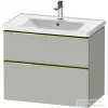 Duravit D-NEO 78,4x45,2 cm-es, 2 fiókos fali szekrény, polírozott arany színű fogantyúval, 236780XXX mosdóhoz, matt betonszürke DE4355034070000