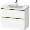 Duravit D-NEO 78,4x45,2 cm-es, 2 fiókos fali szekrény, polírozott arany színű fogantyúval, 236780XXX mosdóhoz, matt fehér DE4355034180000