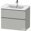 Duravit D-NEO 78,4x45,2 cm-es, 2 fiókos fali szekrény, rozsdamentes acél színű fogantyúval, 236780XXX mosdóhoz, matt betonszürke DE4355070070000