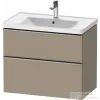 Duravit D-NEO 78,4x45,2 cm-es, 2 fiókos fali szekrény, rozsdamentes acél színű fogantyúval, 236780XXX mosdóhoz, matt len DE4355070750000